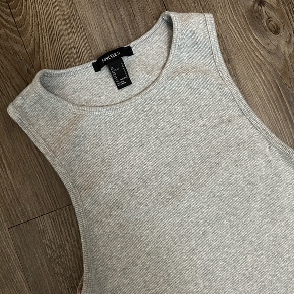 Gray Ribbed Mini Dress - Picture 3 of 3